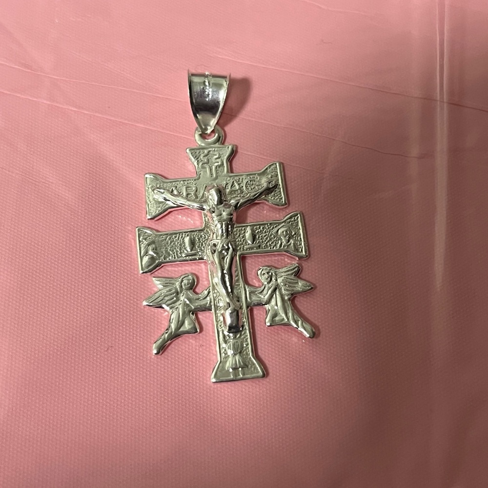 Sterling Silver 925 Cross Pendant with Angels